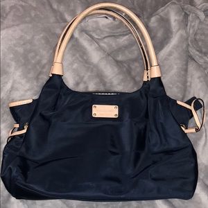 Kate Spade Stevie nylon tote bag Navy Tan trim